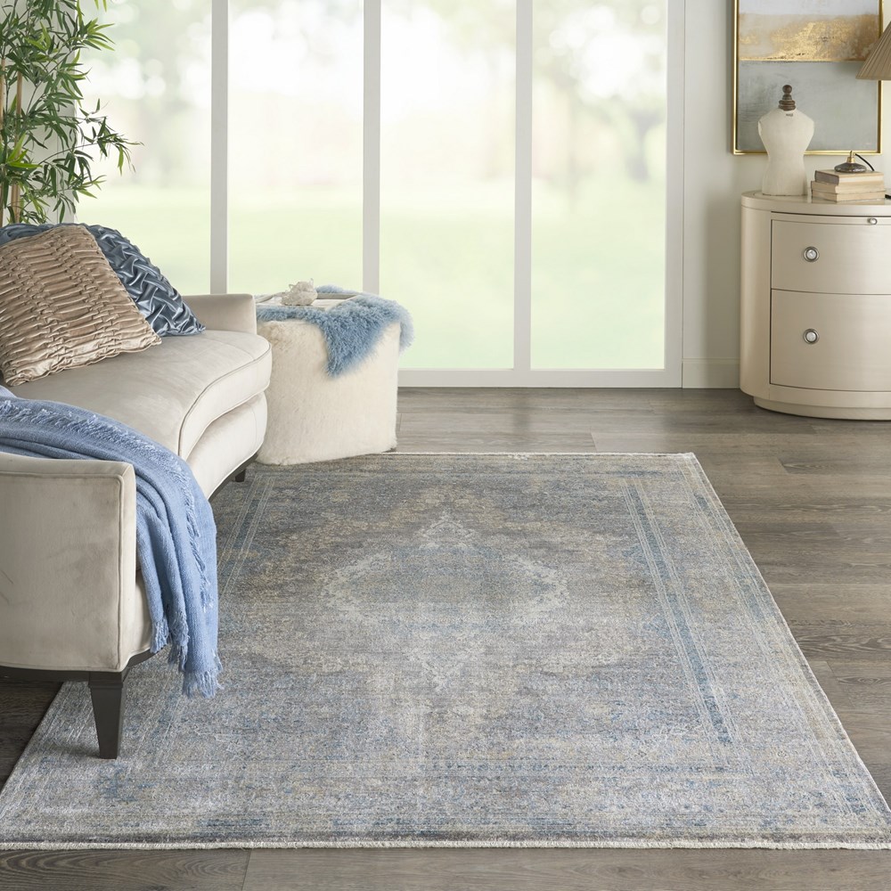 Starry Nights Traditional Medallion Rug STN06 in Cream Blue